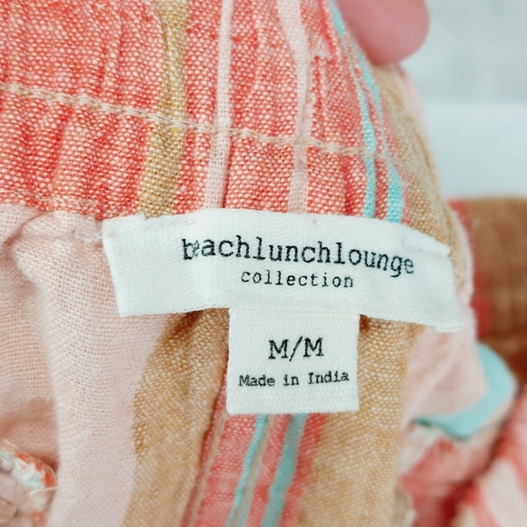 Beachlunchlounge Orange Striped Linen Blend Casual Pants P3269 - Picture 6 of 9